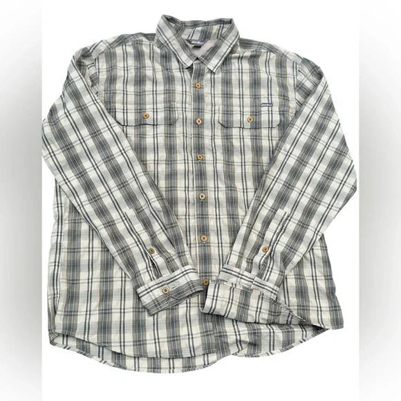 Eddie Bauer Gray Plaid Travel Casual Button-Down Shirt Sise L - Picture 6 of 6